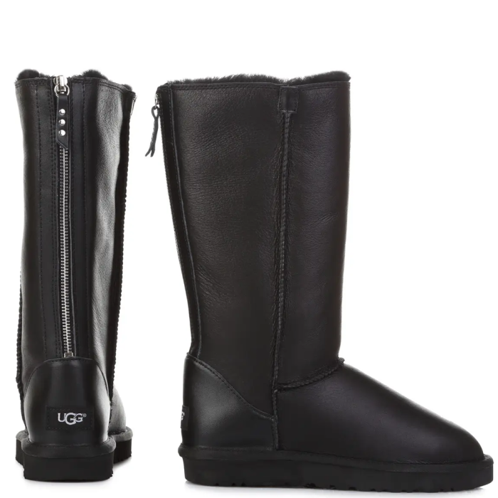 Classic Tall Zip Leather Black