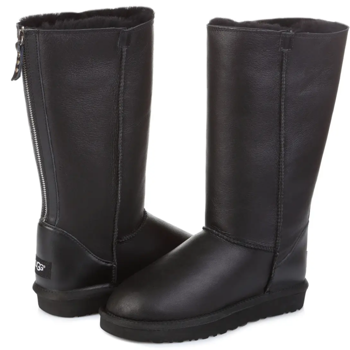 Classic Tall Zip Leather Black