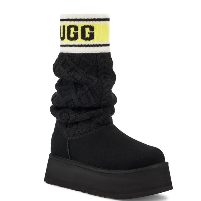 UGG Sweater Letter Boots Black