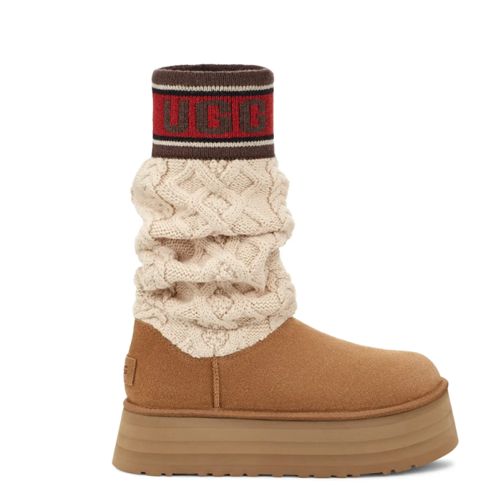 UGG Sweater Letter Boots Chestnut