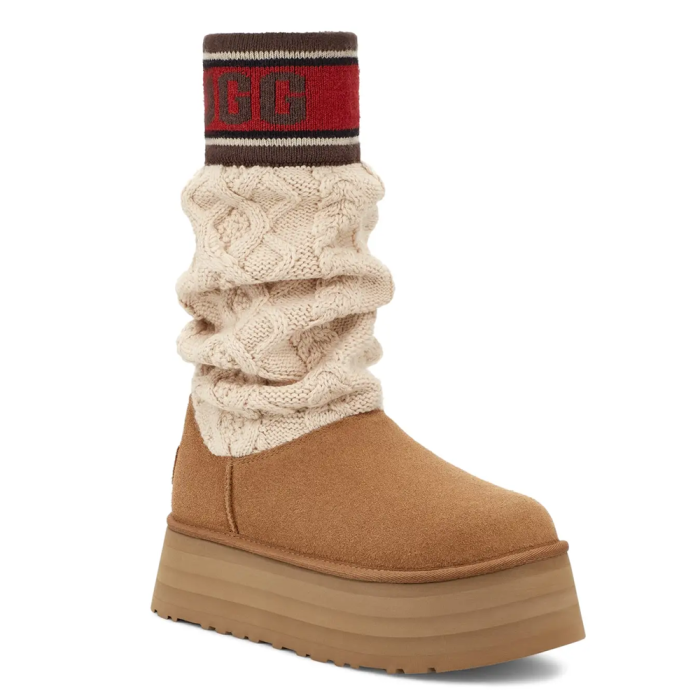 UGG Sweater Letter Boots Chestnut