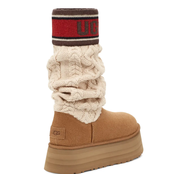 UGG Sweater Letter Boots Chestnut