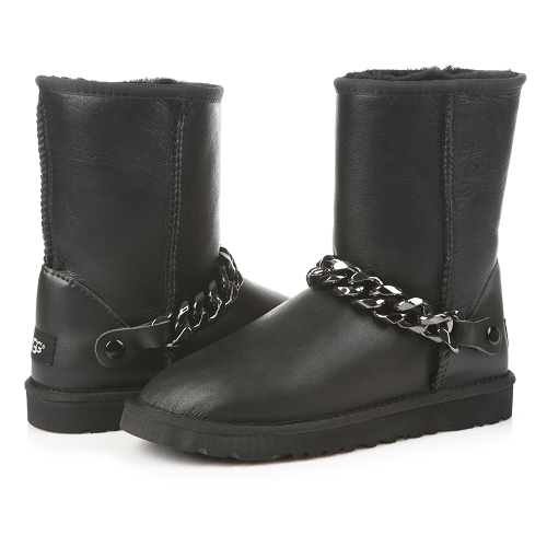 Short Chain Leather Black