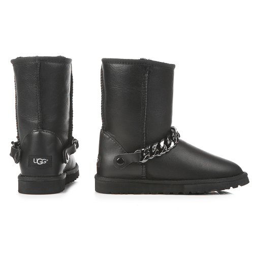 Short Chain Leather Black
