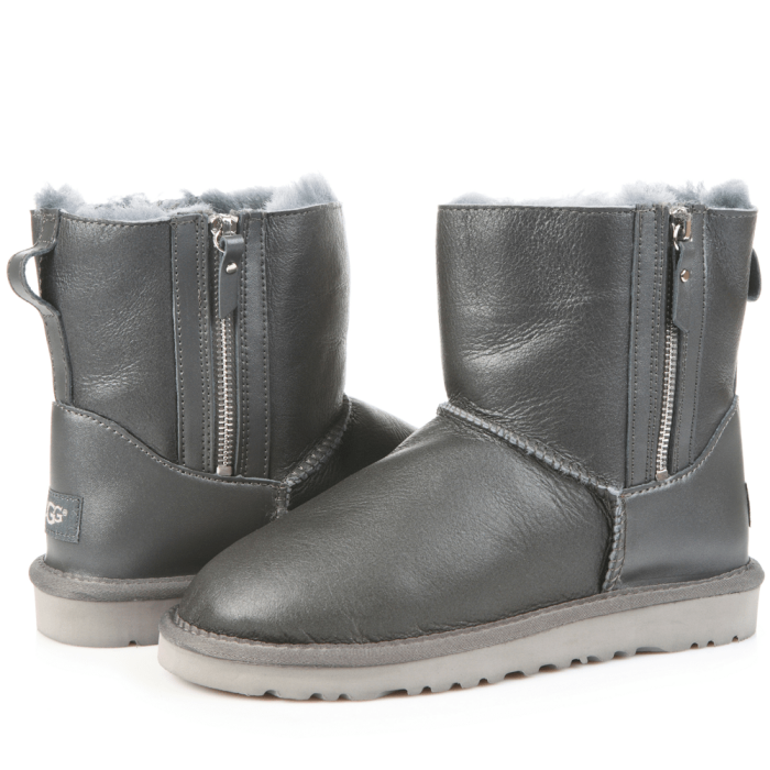 Dubble Zip Leather Grey