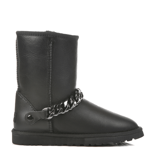 Short Chain Leather Black
